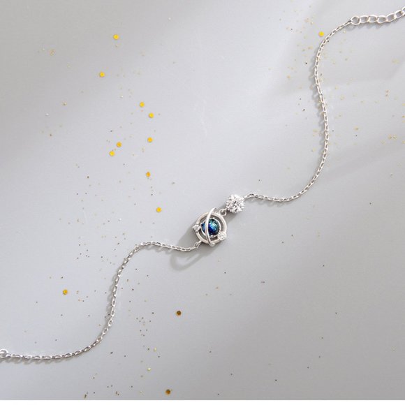 NEW 925 Sterling Silver Diamond Planet Bracelet - Picture 6 of 7